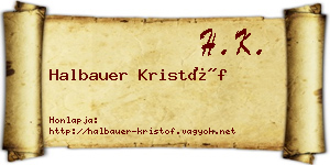 Halbauer Kristóf névjegykártya